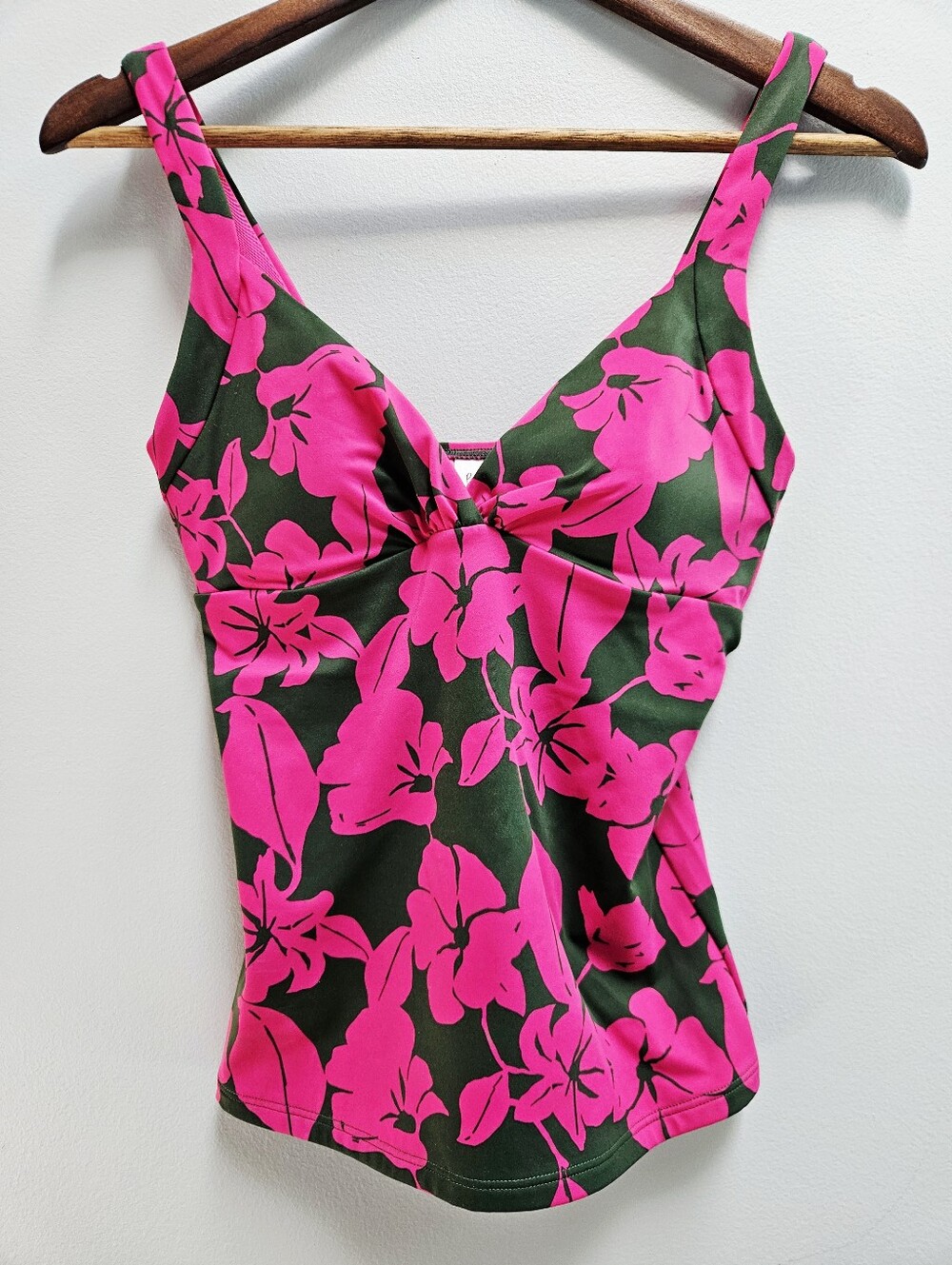 Boden Hot Pink And Green Talamanca Tankini Top Size 8, In Tropical Floral Print